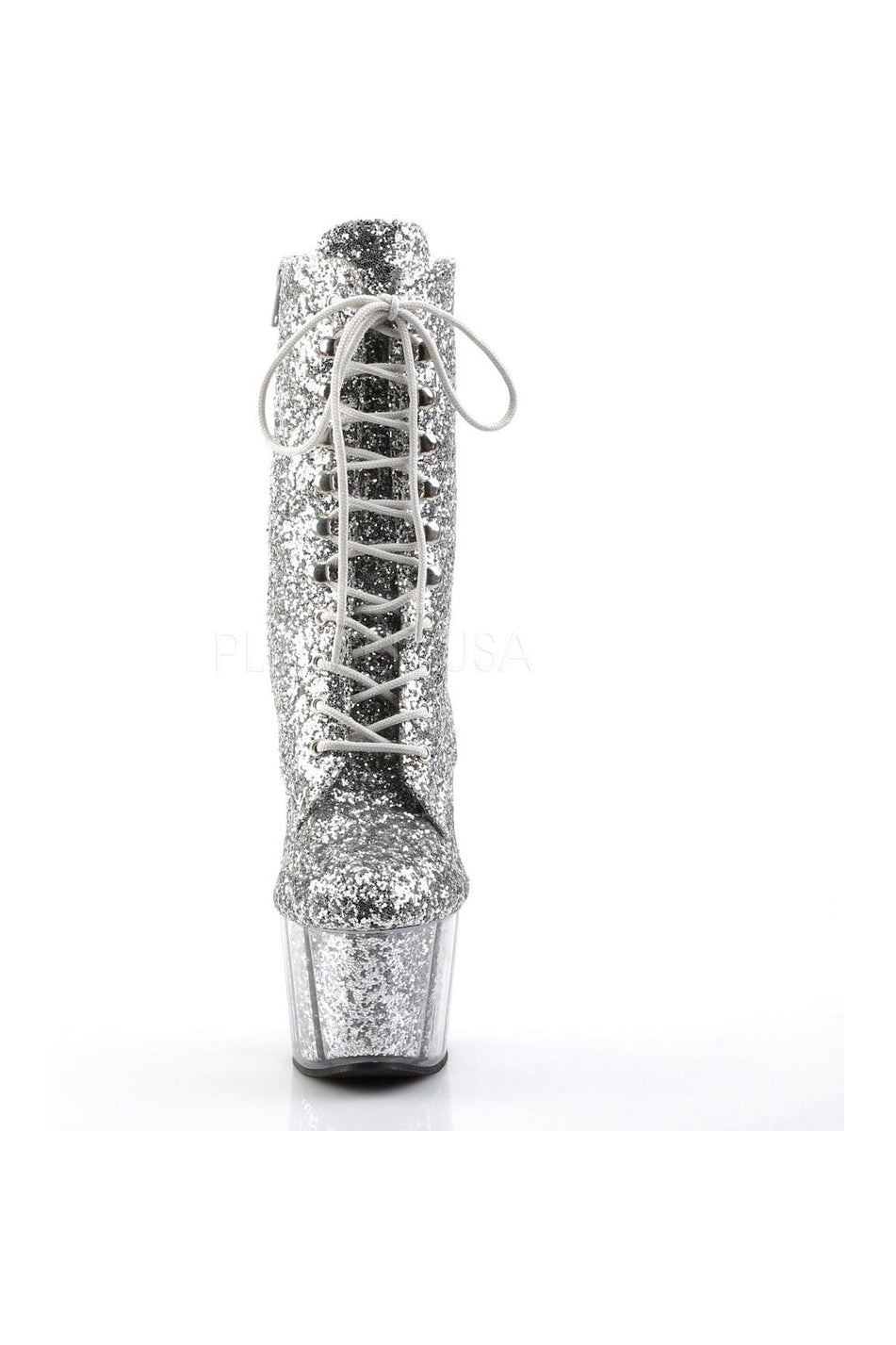 Pleaser ADORE-1020G Platform Boot in Silver Glitter