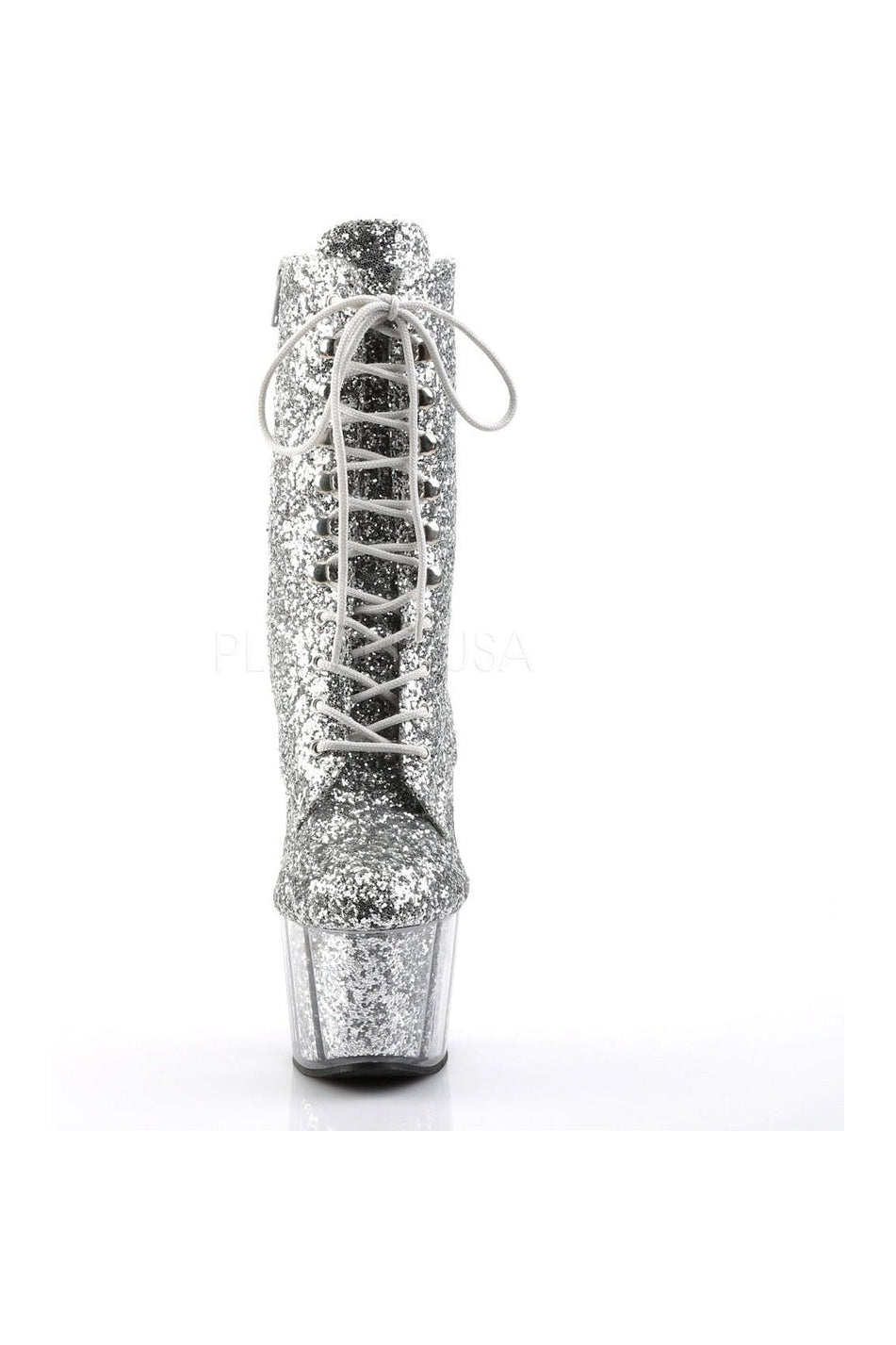 ADORE-1020G Platform Boot | Silver Glitter-Pleaser-Ankle Boots-SEXYSHOES.COM