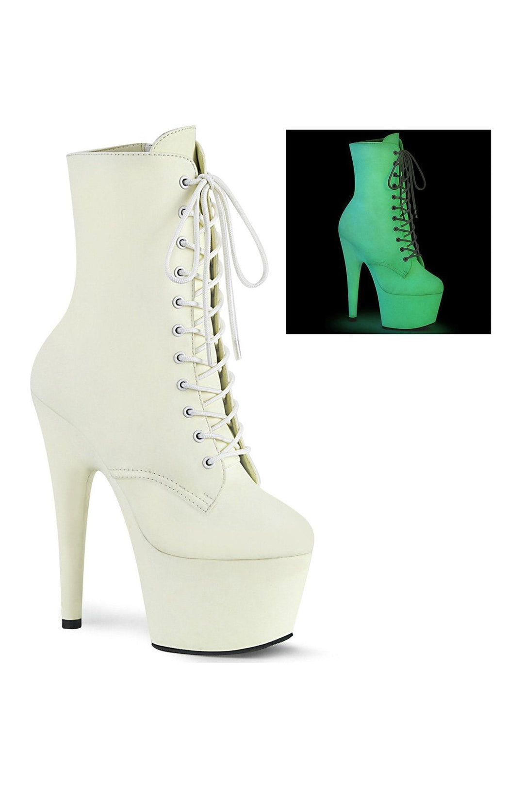 ADORE-1020GD Stripper Boot | White Faux Leather-Ankle Boots-Pleaser-White-8-Faux Leather-SEXYSHOES.COM