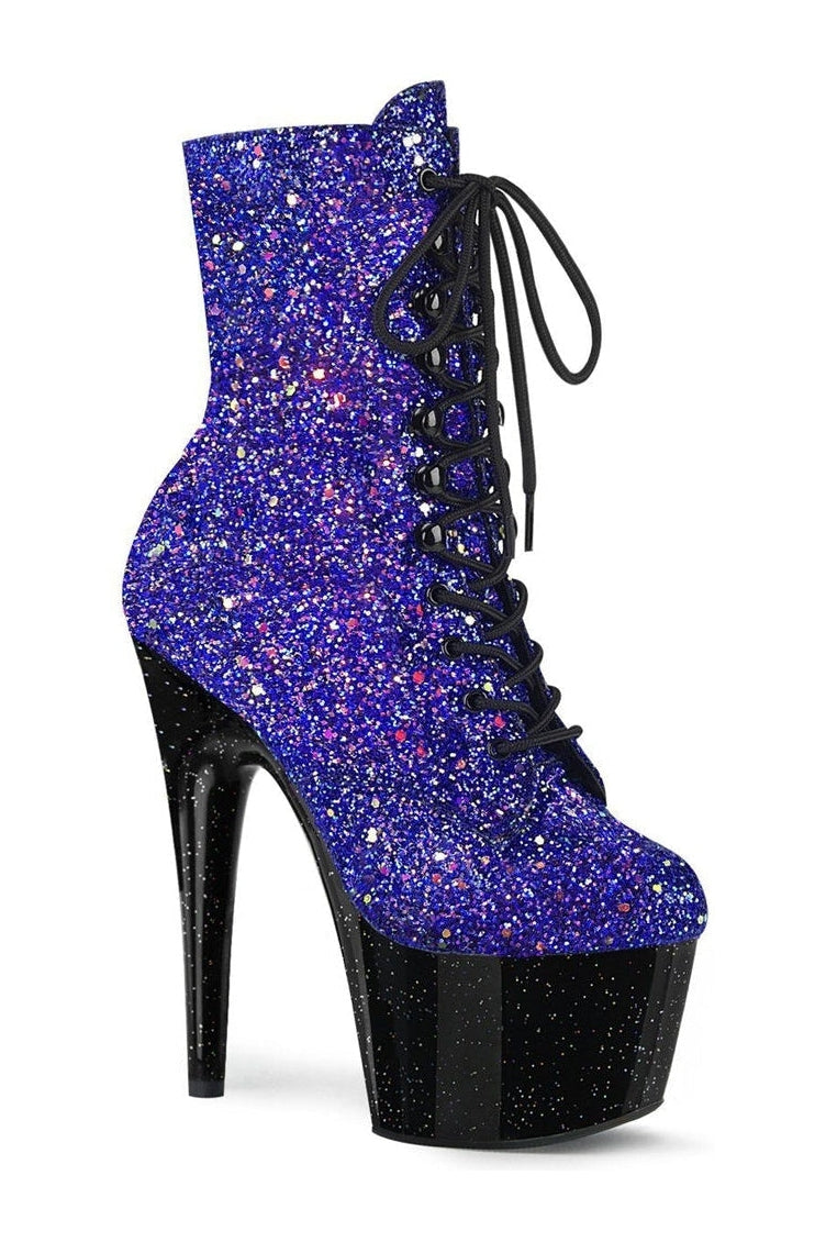 ADORE-1020MG Stripper Boot | Blue Glitter-Ankle Boots-Pleaser-Blue-6-Glitter-SEXYSHOES.COM