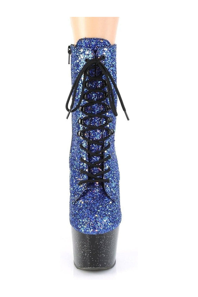 ADORE-1020MG Stripper Boot | Blue Glitter-Ankle Boots-Pleaser-SEXYSHOES.COM