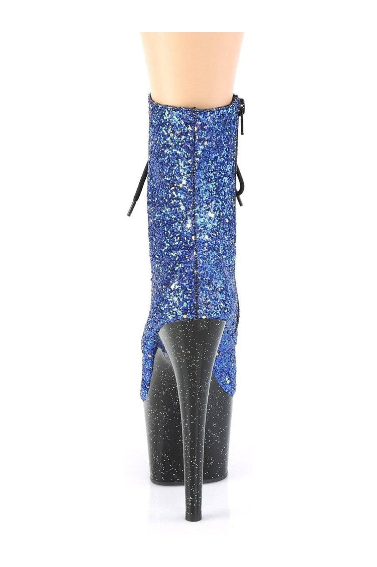 Pleaser ADORE-1020MG Exotic Boot in Blue Glitter