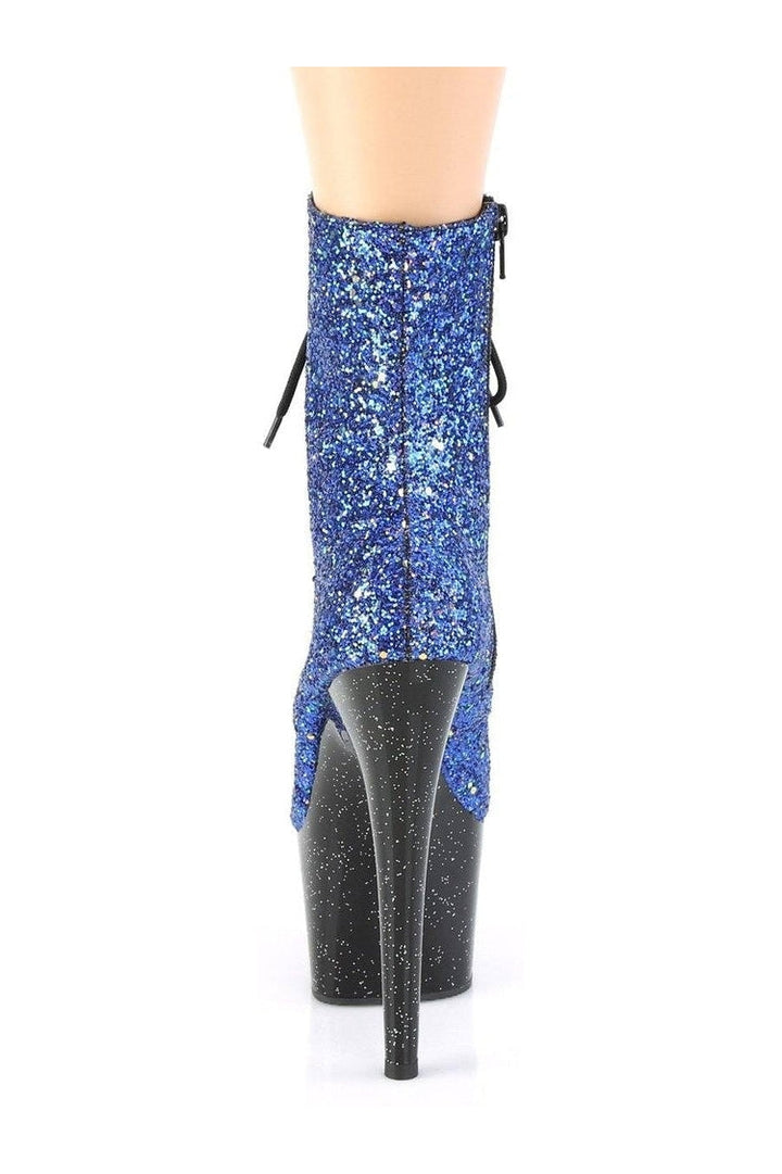 ADORE-1020MG Stripper Boot | Blue Glitter-Ankle Boots-Pleaser-SEXYSHOES.COM