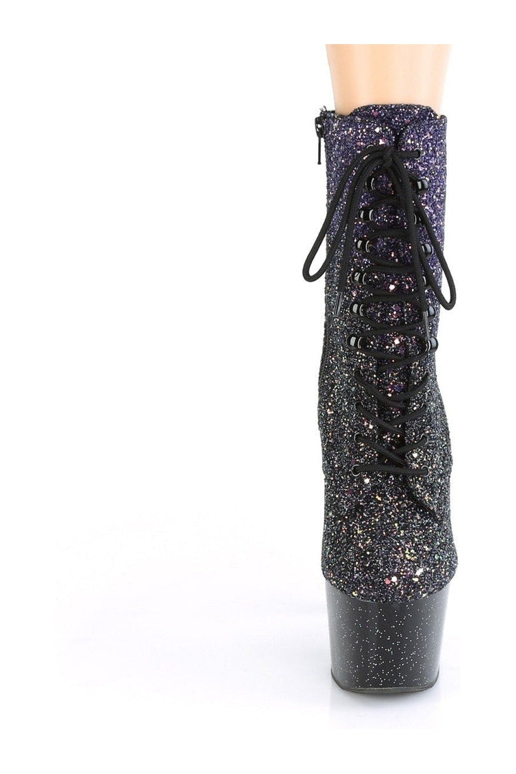 ADORE-1020OMBG Stripper Boot | Purple Glitter-Ankle Boots-Pleaser-SEXYSHOES.COM