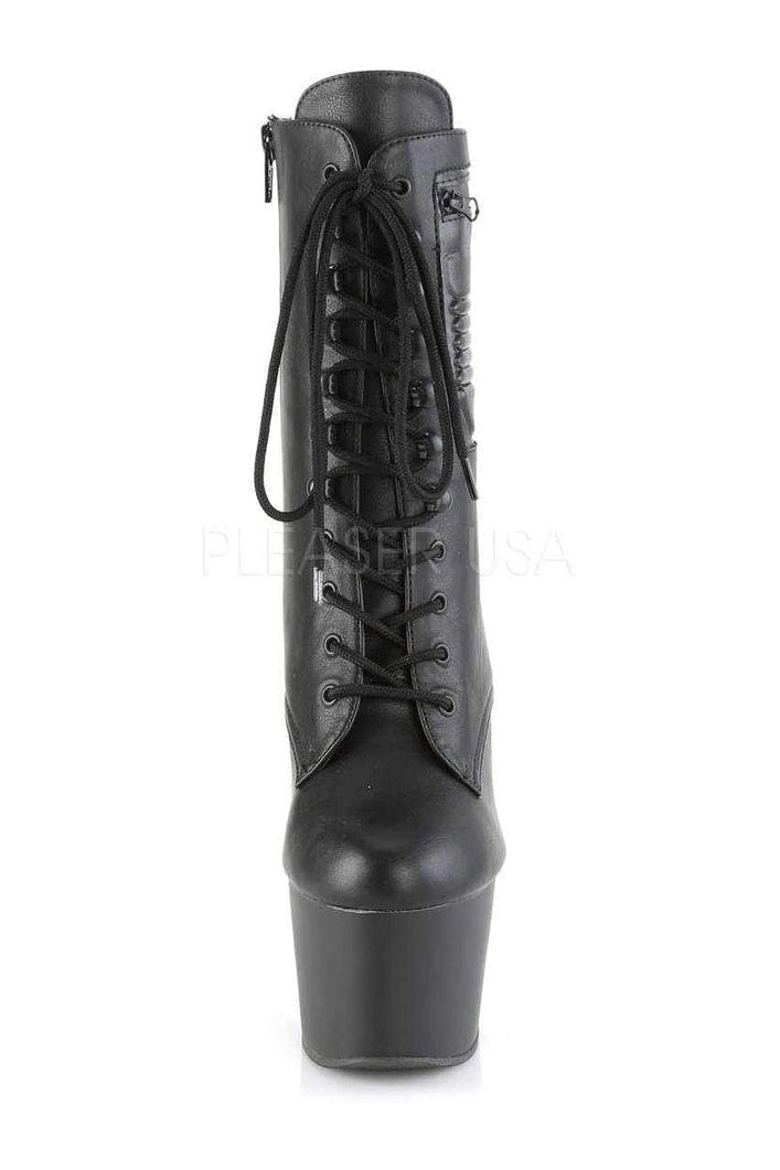 Pleaser ADORE-1020PK Platform Ankle Boot in Black Faux Leather