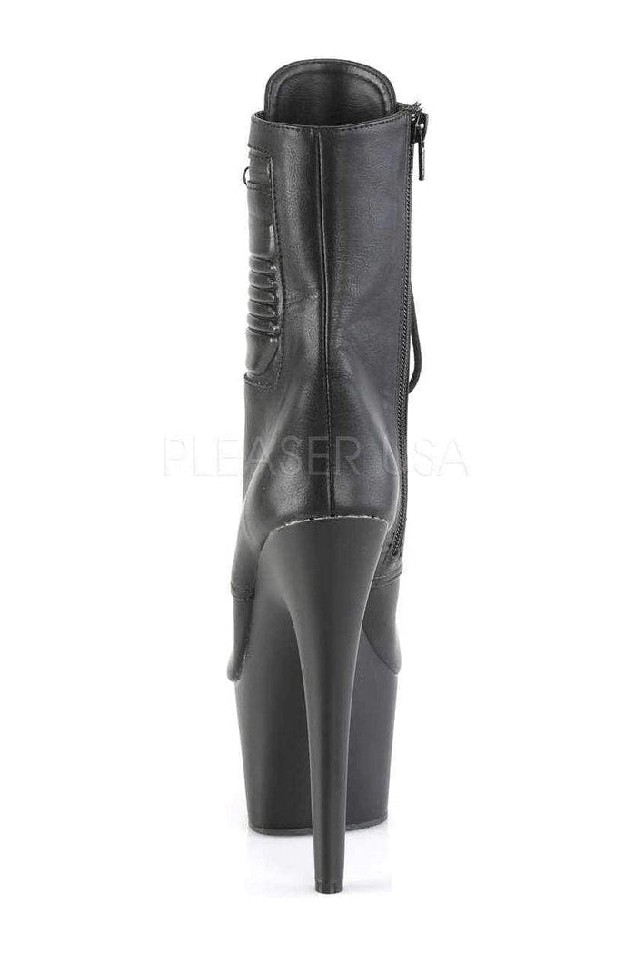 Pleaser ADORE-1020PK Platform Ankle Boot in Black Faux Leather