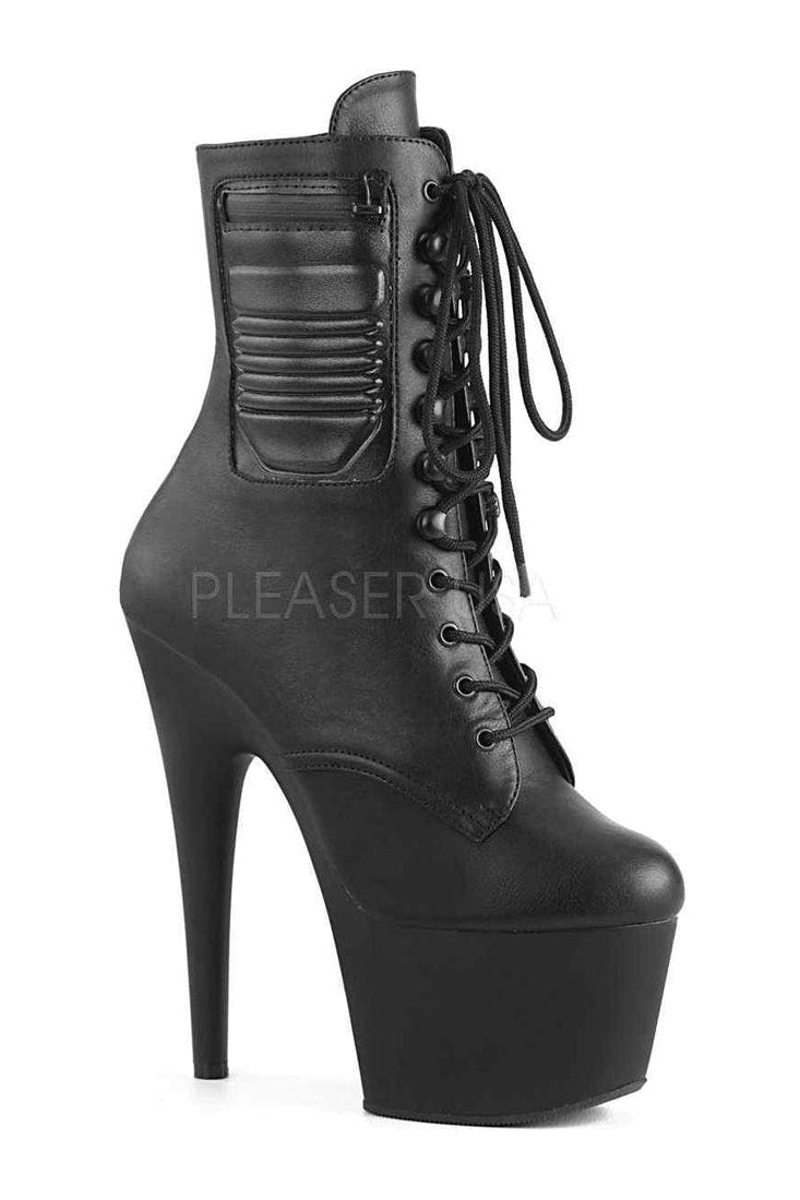 Pleaser ADORE-1020PK Platform Ankle Boot in Black Faux Leather from SexyShoes.com