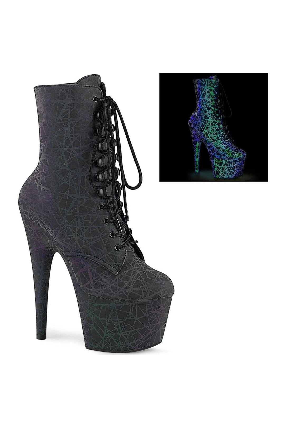 ADORE-1020REFL Stripper Boot | Green Faux Leather-Ankle Boots-Pleaser-Green-11-Faux Leather-SEXYSHOES.COM
