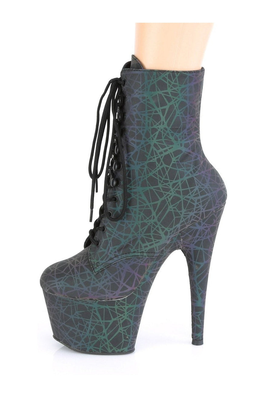 ADORE-1020REFL Stripper Boot | Green Faux Leather-Ankle Boots-Pleaser-SEXYSHOES.COM