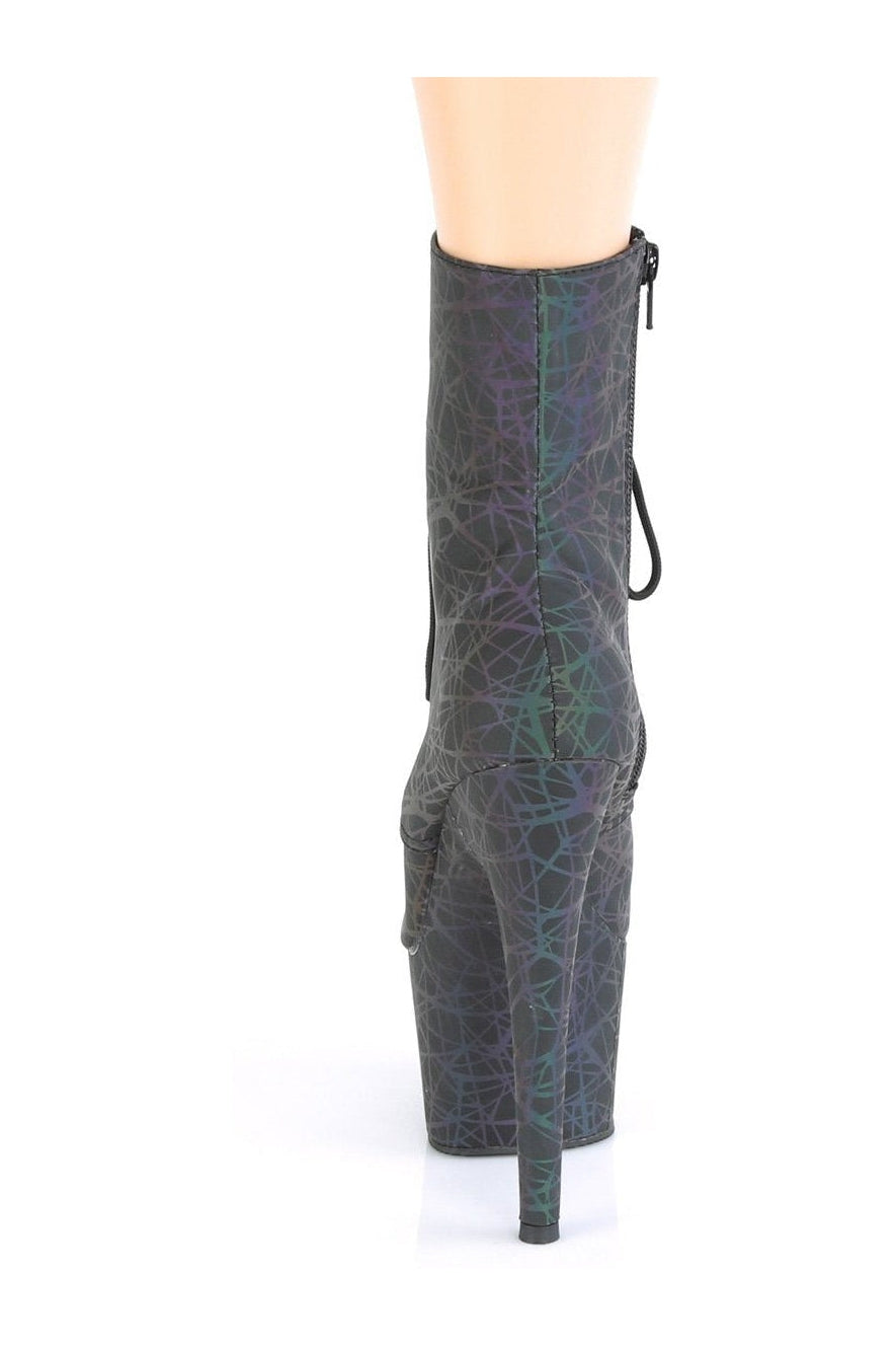 Pleaser ADORE-1020REFL Exotic Boot in Green Faux Leather