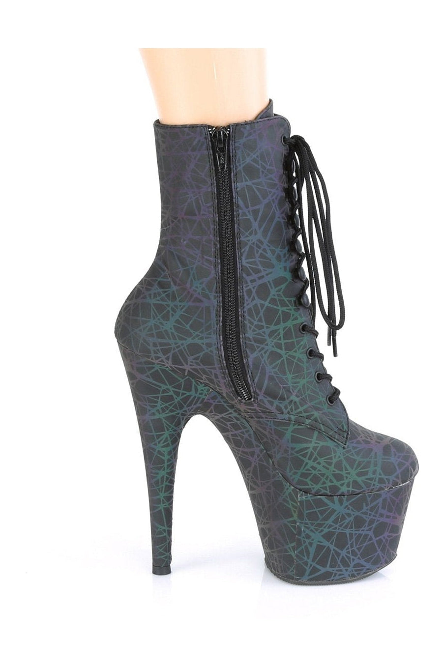 ADORE-1020REFL Stripper Boot | Green Faux Leather-Ankle Boots-Pleaser-SEXYSHOES.COM