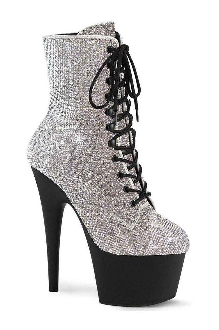 ADORE-1020RS Ankle Boot | Silver Faux Suede-Ankle Boots-Pleaser-Silver-10-Faux Suede-SEXYSHOES.COM
