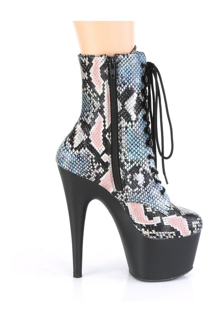 ADORE-1020SP Stripper Boot | Silver Faux Leather-Ankle Boots-Pleaser-SEXYSHOES.COM