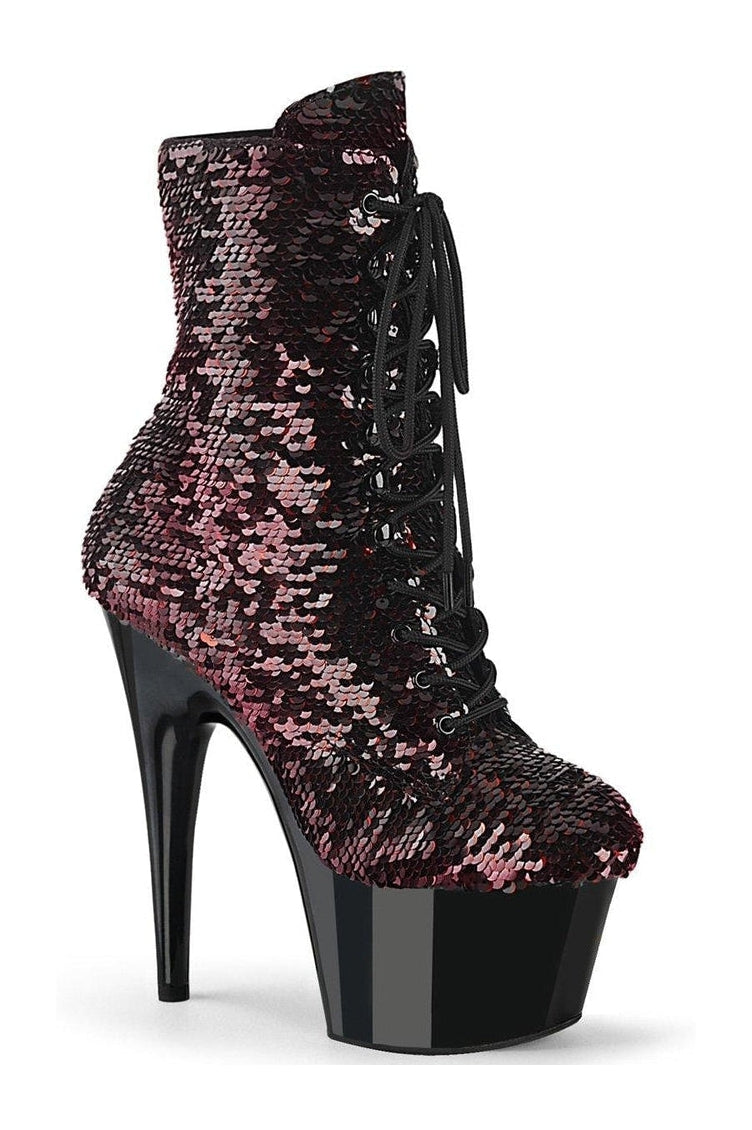 ADORE-1020SQ Stripper Boot | Black Sequins-Ankle Boots-Pleaser-Black-8-Sequins-SEXYSHOES.COM