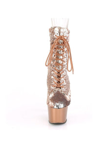 Pleaser ADORE-1020SQ Exotic Boot in RoseGold Sequins