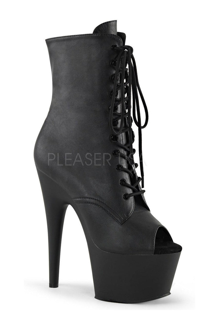 ADORE-1021 Platform Boot | Black Faux Leather-Pleaser-Black-Ankle Boots-SEXYSHOES.COM