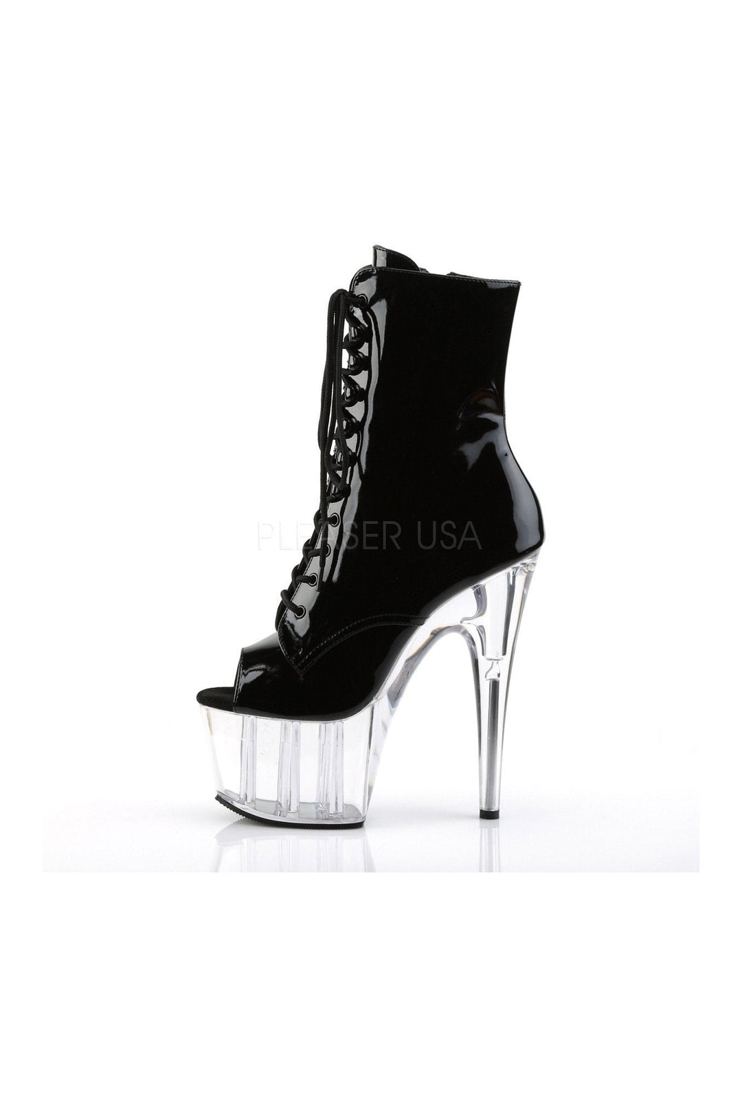 ADORE-1021 Platform Boot | Black Patent-Pleaser-Ankle Boots-SEXYSHOES.COM