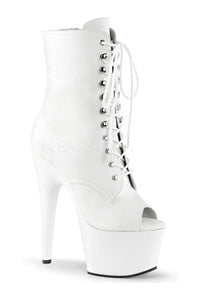 Pleaser ADORE-1021 Platform Boot in White Faux Leather from SexyShoes.com