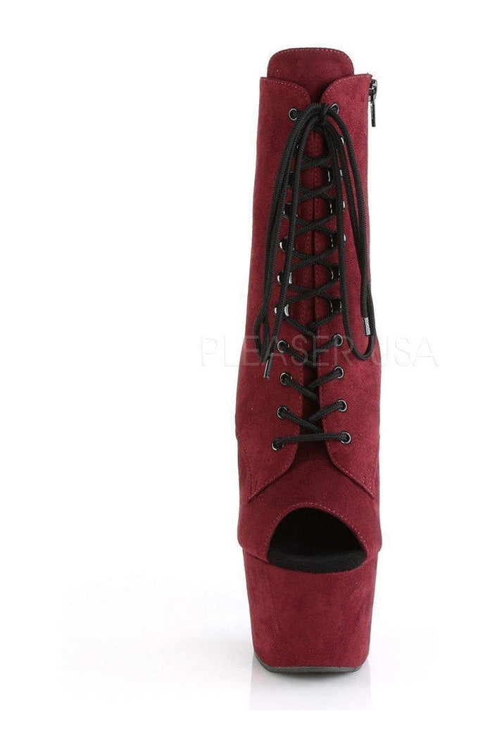 ADORE-1021FS Platform Ankle Boot | Burgundy Faux Leather-Pleaser-SEXYSHOES.COM