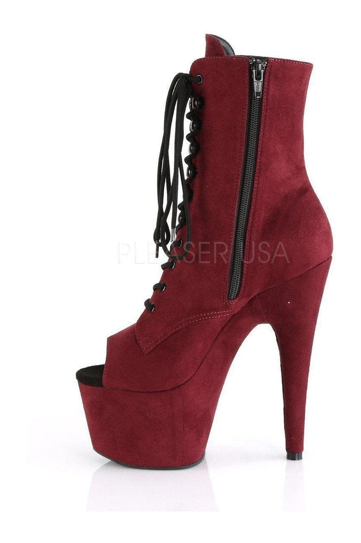 ADORE-1021FS Platform Ankle Boot | Burgundy Faux Leather-Pleaser-SEXYSHOES.COM