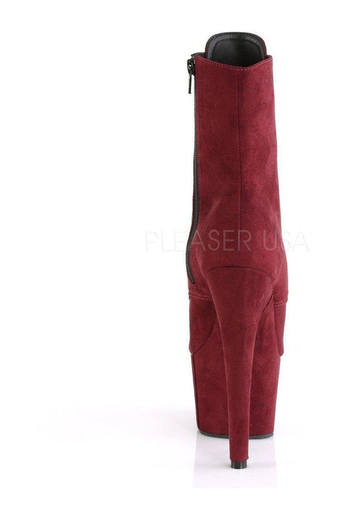 Pleaser ADORE-1021FS Platform Ankle Boot in Burgundy Faux Leather