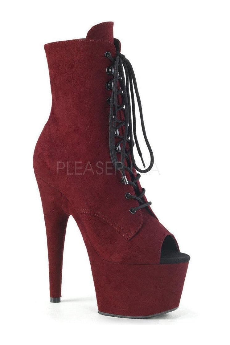 ADORE-1021FS Platform Ankle Boot | Burgundy Faux Leather-Pleaser-SEXYSHOES.COM