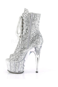 Pleaser ADORE-1021G Platform Ankle Boot in Silver Glitter