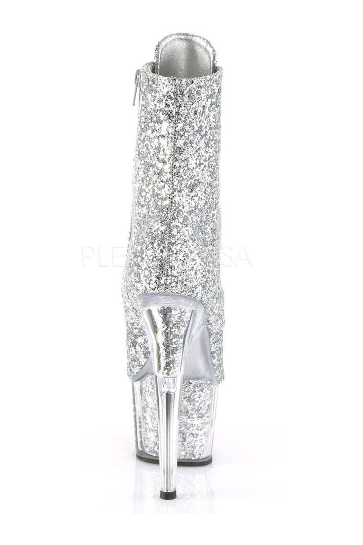 Pleaser ADORE-1021G Platform Ankle Boot in Silver Glitter
