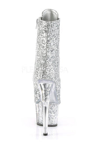 Pleaser ADORE-1021G Platform Ankle Boot in Silver Glitter