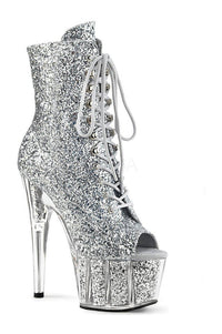 Pleaser ADORE-1021G Platform Ankle Boot in Silver Glitter from SexyShoes.com