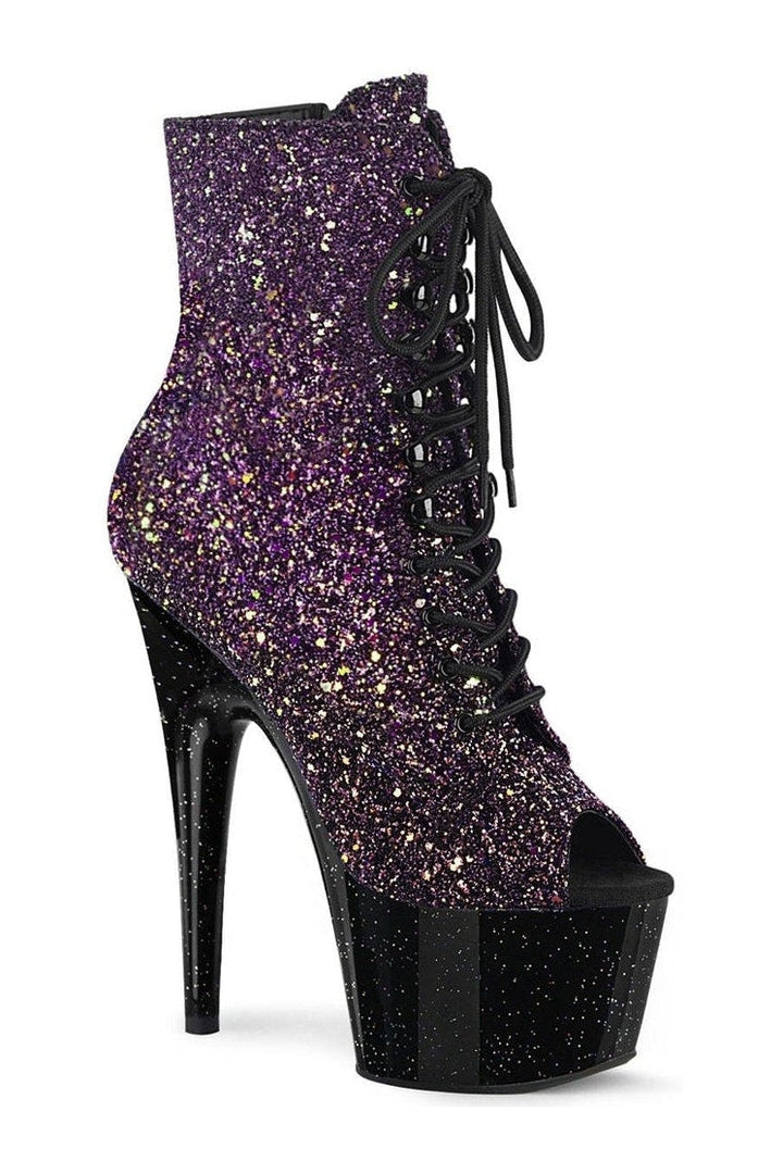 ADORE-1021OMBG Stripper Boot | Purple Glitter-Ankle Boots-Pleaser-Purple-8-Glitter-SEXYSHOES.COM