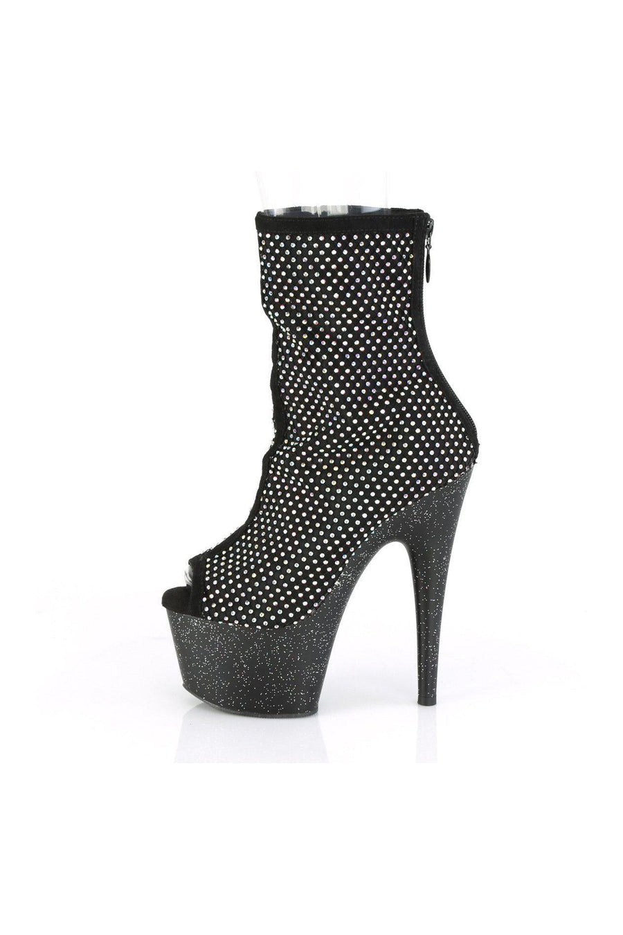 Pleaser ADORE-1031GM Ankle Boot in Black Faux Suede
