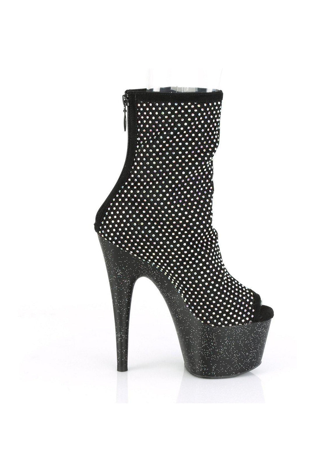 Pleaser ADORE-1031GM Ankle Boot in Black Faux Suede