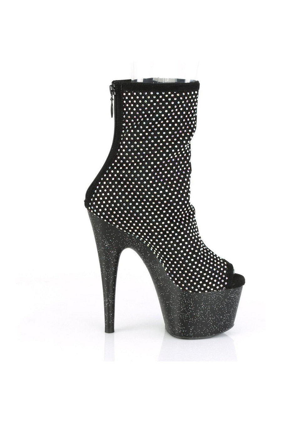 Pleaser ADORE-1031GM Ankle Boot in Black Faux Suede