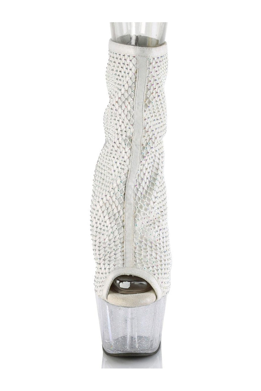 Pleaser ADORE-1031GM Exotic Ankle Boot in White Faux Suede