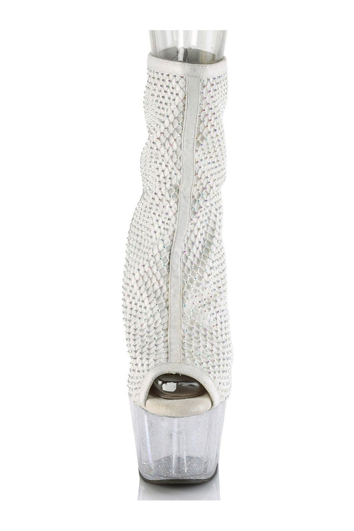 ADORE-1031GM Exotic Ankle Boot | White Faux Suede