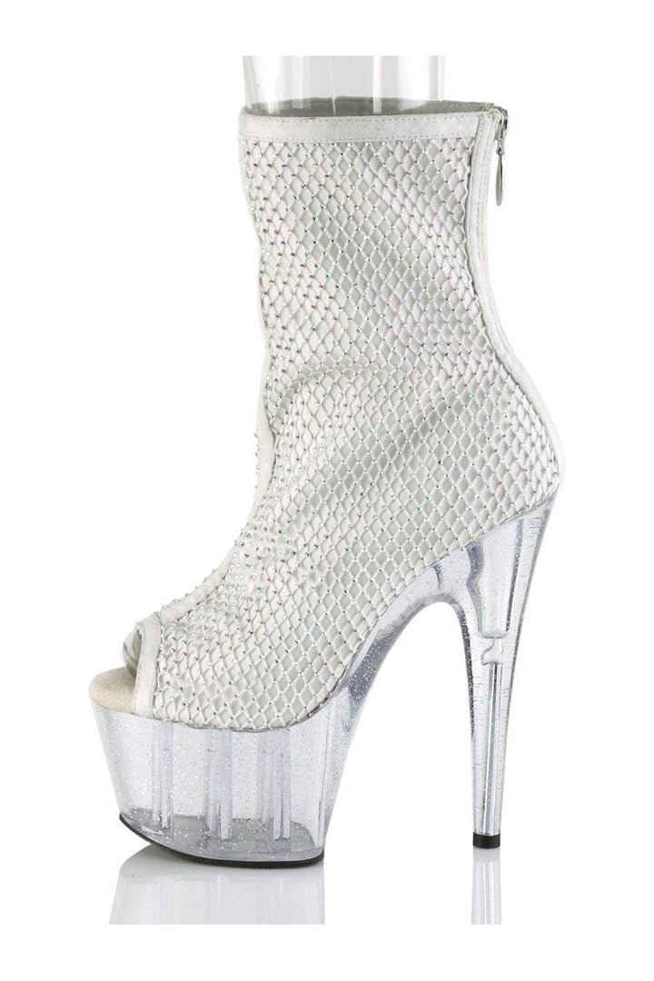 ADORE-1031GM Exotic Ankle Boot | White Faux Suede-Ankle Boots-Pleaser-SEXYSHOES.COM