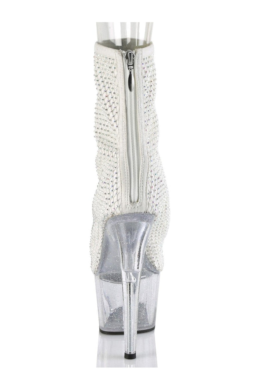 Pleaser ADORE-1031GM Exotic Ankle Boot in White Faux Suede