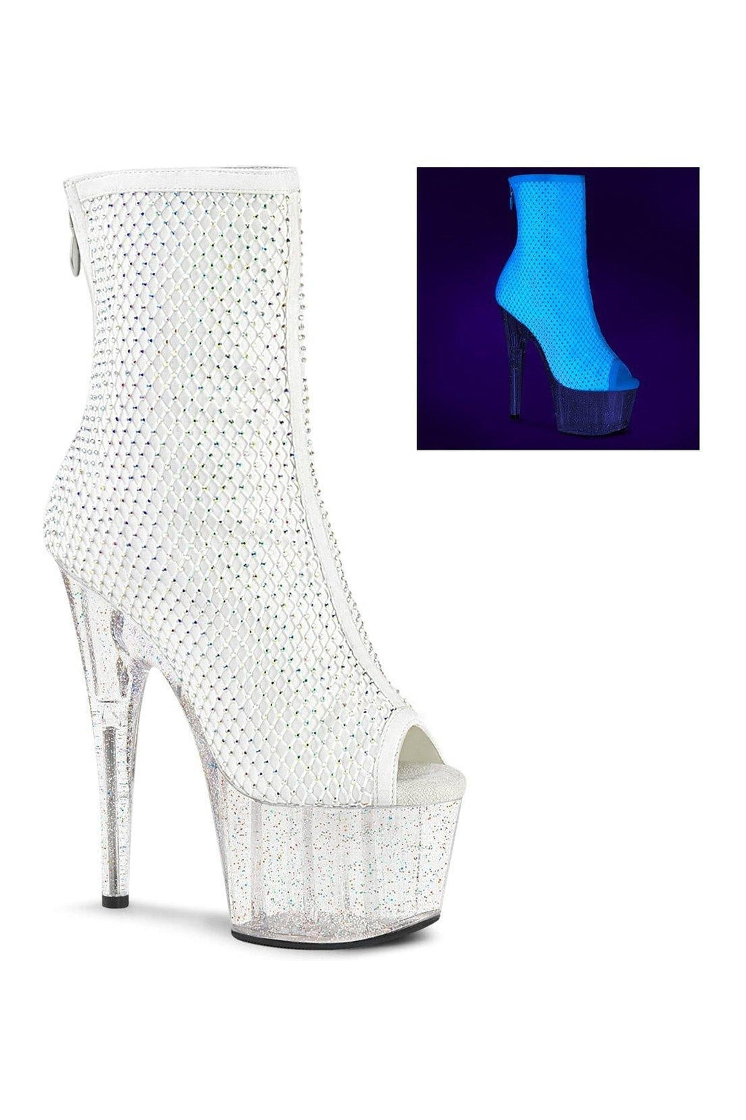 Pleaser White Ankle Boots Platform Stripper Shoes | Buy at Sexyshoes.com