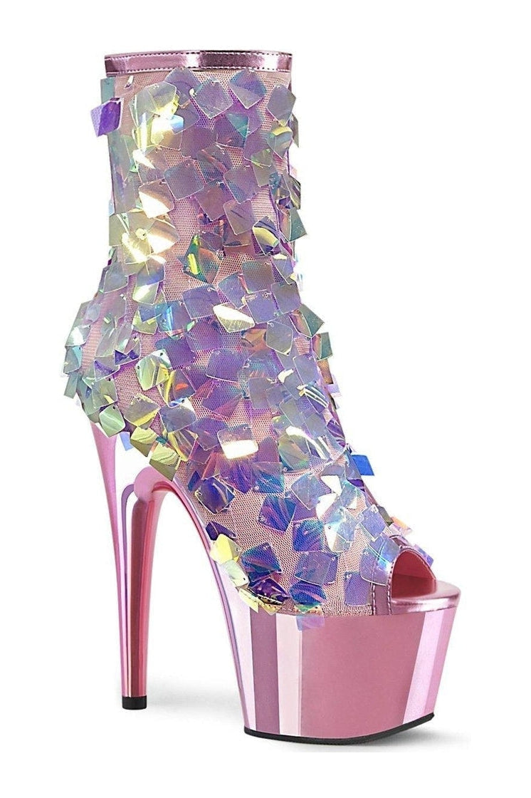 ADORE-1031SSQ Exotic Ankle Boot | Pink Sequins-Ankle Boots-Pleaser-Pink-12-Sequins-SEXYSHOES.COM