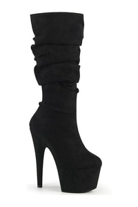 Pleaser ADORE-1061 Exotic Knee Boot in Black Faux Suede from SexyShoes.com