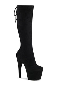Pleaser ADORE-2008 Exotic Knee Boot in Black Faux Suede from SexyShoes.com