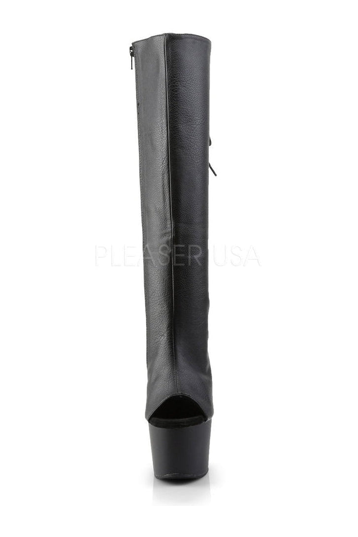 Pleaser ADORE-2018 Platform Boot in Black Faux Leather
