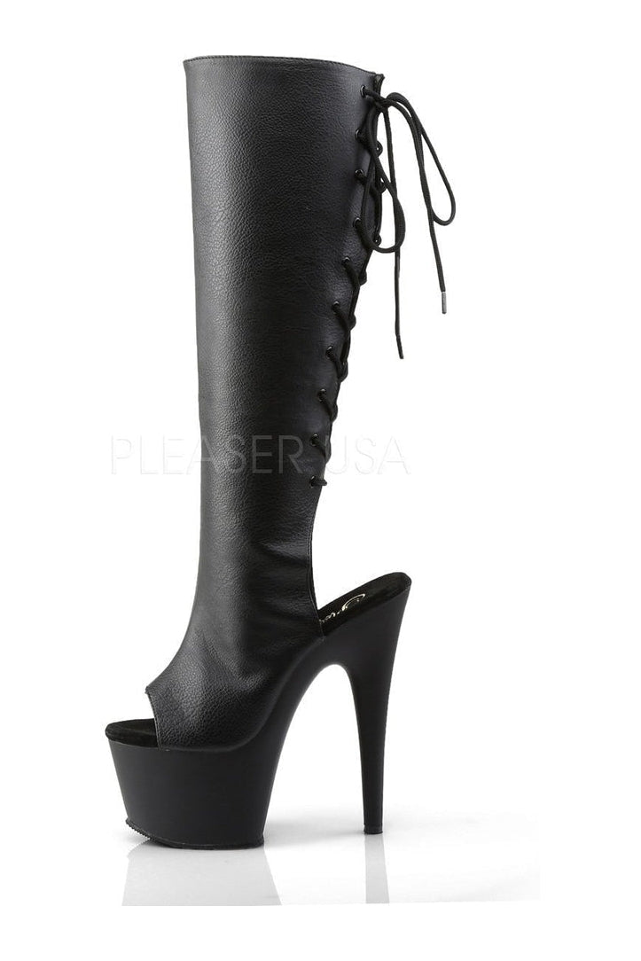 Pleaser ADORE-2018 Platform Boot in Black Faux Leather
