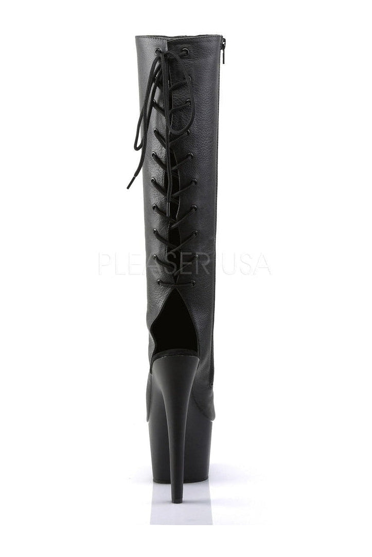 Pleaser ADORE-2018 Platform Boot in Black Faux Leather