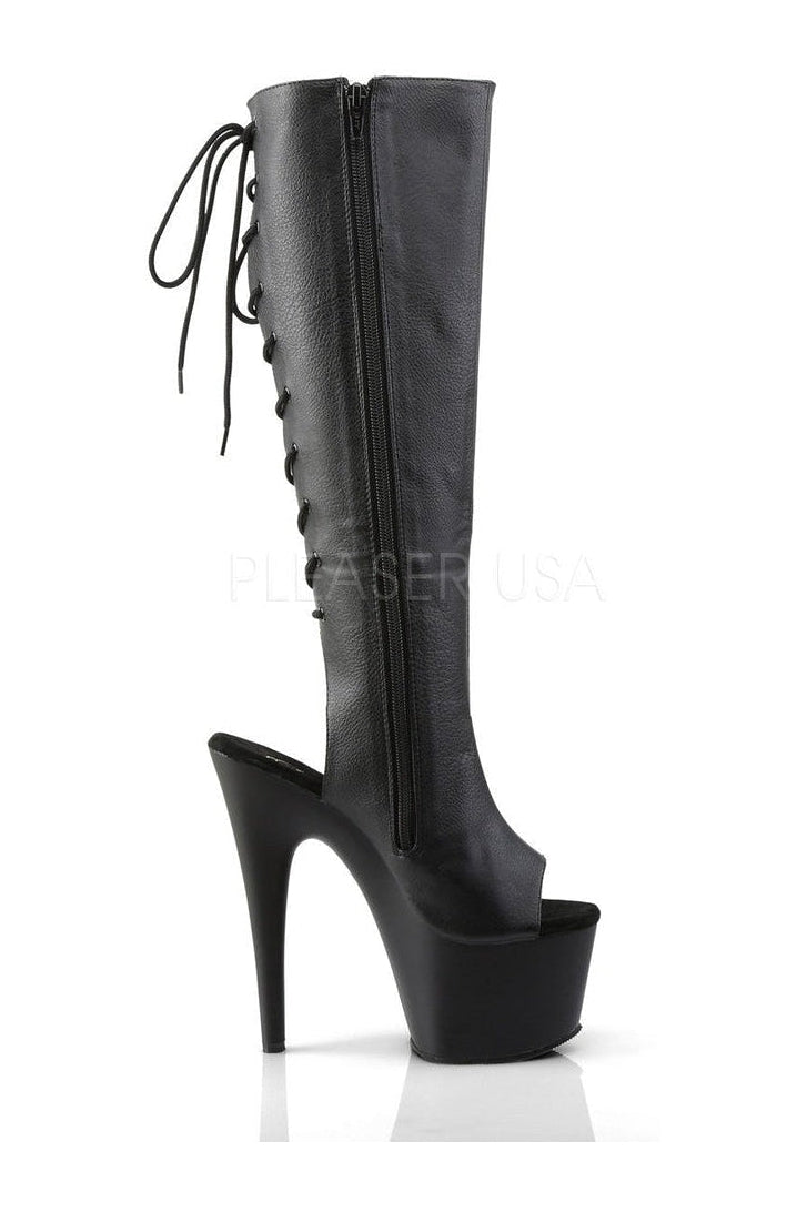 Pleaser ADORE-2018 Platform Boot in Black Faux Leather