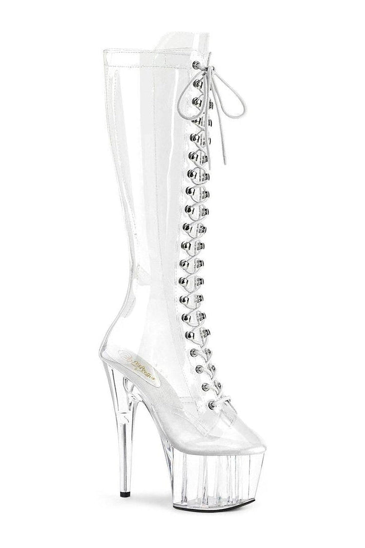ADORE-2020C Knee Boot | Clear Vinyl-Knee Boots-Pleaser-Clear-7-Vinyl-SEXYSHOES.COM