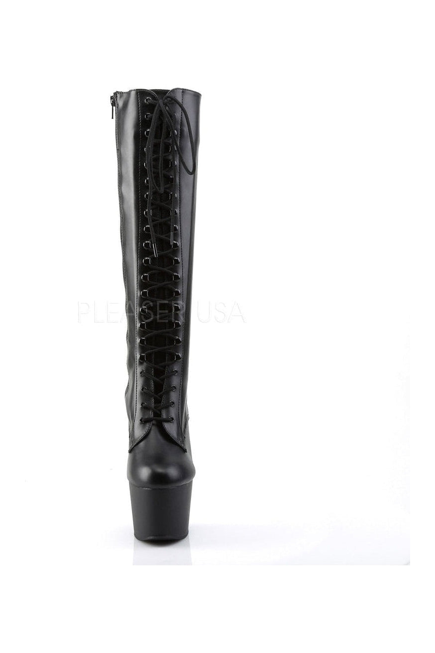 Pleaser ADORE-2023 Platform Boot in Black Faux Leather