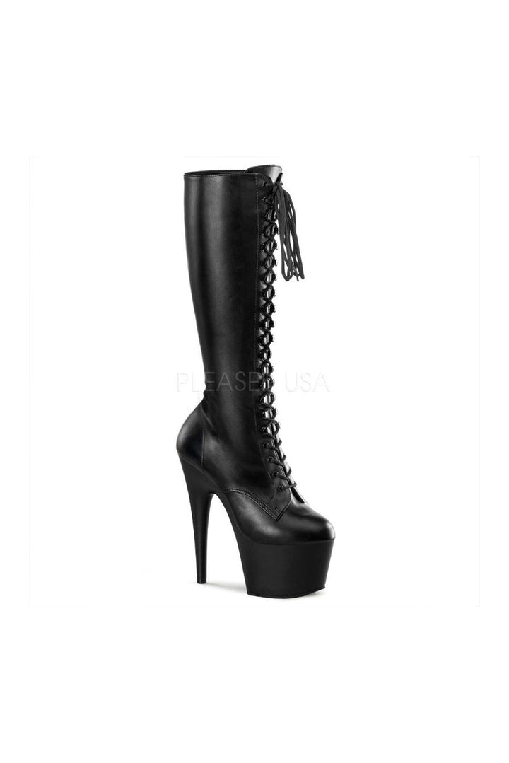 ADORE-2023 Platform Boot | Black Faux Leather-Pleaser-Black-Knee Boots-SEXYSHOES.COM