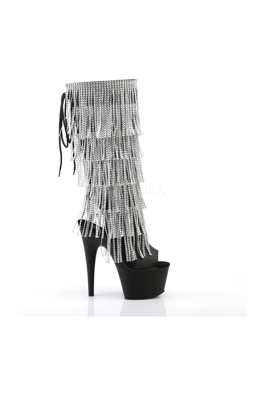 Pleaser ADORE-2024RSF Platform Boot in Black Faux Leather